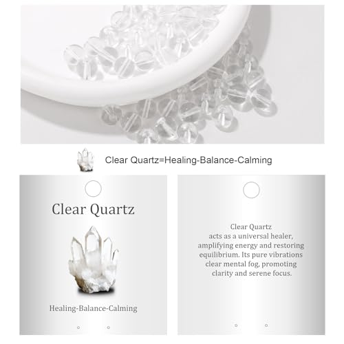 Vinswet 45pcs 8mm Clear Quartz Natural Stone Beads Round Genuine Real Stone Beading Loose Gemstones DIY Smooth Bead for Bracelet Necklace Earrings Jewelry Making - color: Clear Quartz, size: 8mm