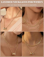 Layered Gold Necklaces for Women, 14K Gold Plated Dainty Cubic Zirconia Rondelle Initial Pendant Necklace, Chunky Stackable Mariner Chain Choker, Trendy Personalized Name Jewelry Gifts for Women - style: Letter J