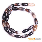 GEM-Inside Natural 8x16mm Oval Olives Shape Botswana Onyx Sardonyx Agate Stone Beads for Jewelry Making Loose Beads Strand 15" - size: Brown-8x16mm
