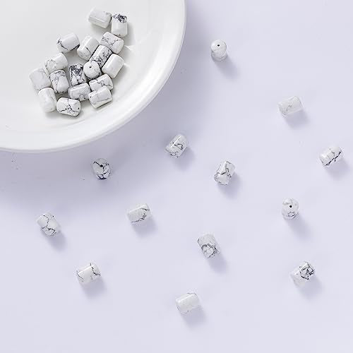 Natural White Turquoise Cylinder Tube Beads 10x14mm 38cm/str Loose Semi Gemstone Stone Beads for Making Bracelets Necklace - color: White Turquoise