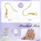 TOAOB 300pcs Earring Hooks Kits Gold French Ear Wires with Ball and Coil 18mm Fish Hook Earring Making Supplies with Jump Rings and Clear Silicone Ear Backs for DIY Jewelry Findings - color: Gold