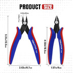Flush Wire Cutters - 2 Pack Small Diagonal Cut Pliers Side Cutter Snips Bulk - Micro Clippers for Zip Tie Plastic Model 3D Printer - Mini Nippers for Crafting Electrical Jewelry Making - size: 2 Pack