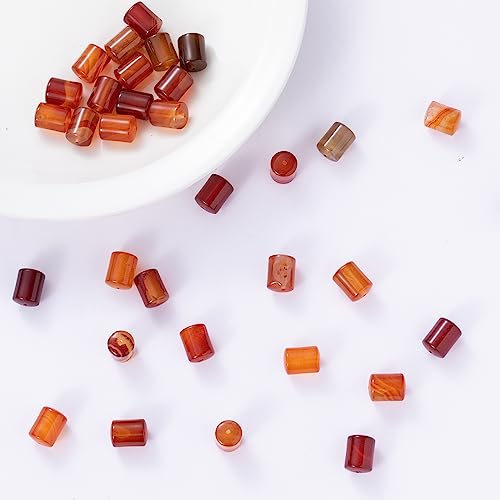Natural Red Agate Cylinder Tube Beads 10x14mm 38cm/str Loose Semi Gemstone Stone Beads for Making Bracelets Necklace - color: Red Agate