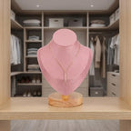 Pink Mannequin Bust Jewelry Organizer - Necklace Holder Stand with Wood Base for Home and Shop Display, 7.67 X 5.90 X 3.54 Inches