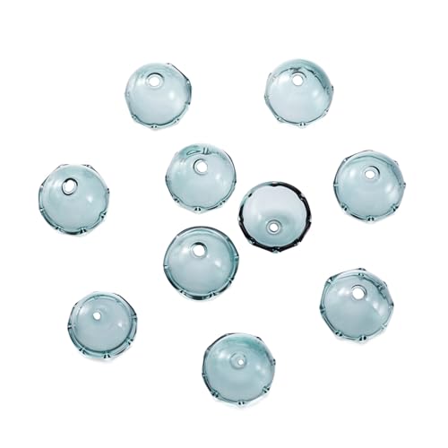 FASHEWELRY 10pcs Glass Flower Cone Beads - 21mm Cyan Jellyfish Beads for Wind Chimes & Jewelry Making - color: 21mm，Dark Cyan