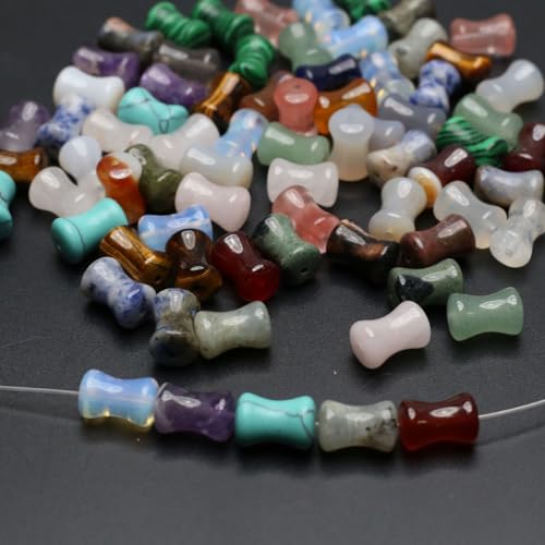 40 Pcs Healing Loose Beads Bamboo Jiont Shape Natural Necklace Stone Pendants Crystal Charms for Jewelry Making DIY Craft - color: bamboo joint