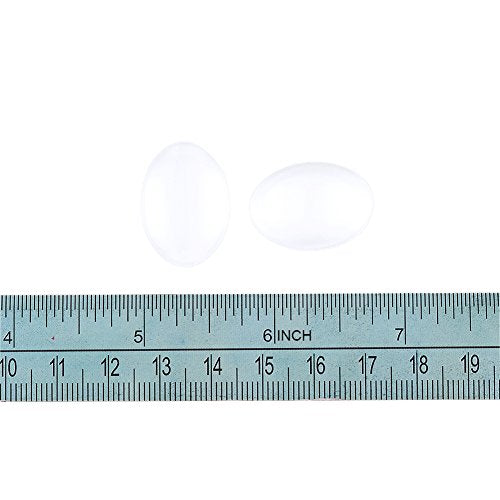Craftdady 200Pcs Transparent Glass Cabochons 25x18mm Oval Clear Glass Flat Back Dome Tile Cabochons Covers for Photo Pendant Jewelry Making - color: Transparent Clear, size: 25x18mm Oval