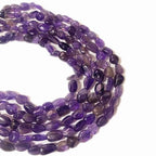 6-8mm Natural Purple Amethyst Nuggets Oval Free Tumbled Pebble Semi Precious Gemstone Loose Stone Beads Approx 15.5 inch for DIY Jewelry Making - color: Purple Amethyst