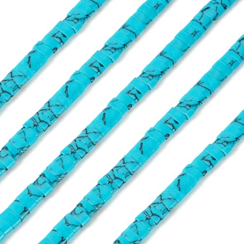 1Strand Rectangle Synthetic Turquoise Beads 2 Hole Gemstone Tila Beads Natural Stone Connector Beads for DIY Multi-Strand Necklace Bracelet Jewelry Making - color: Synthetic Turquoise