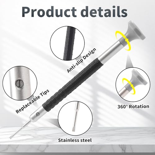 Watch Screwdriver Set with 9pcs Precision Slotted and Phillips，9pcs Different Sizes With 9 Extra Replace Blades Watchmaker Screwdriver Set for Watch/Eyeglass/Jewelry Repair