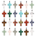 Lezam 24 Pieces Healing Crystal Heart Moon Cross Shaped Pendants Necklace Charms for DIY Jewelry Making Natural Quartz Stones Chakra Love Beads Bulk - color: 24Pcs-E