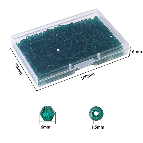 500pcs Crystal Glass Beads 6mm Bulk Faceted Bicone Spacer Beads for DIY Jewelry Making - color: Malachite Green, size: 6mm