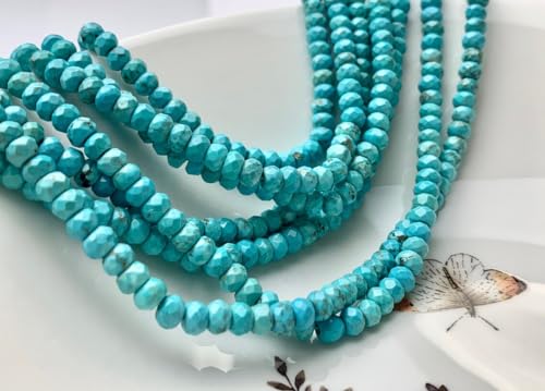 Perlin Agate & Jasper Gemstone Strand Beads 4 mm Rondelle 110 Pieces Jewellery Beads Semi-Precious Stone for Jewellery Necklace Bracelet Earrings (Turquoise) - color: turquoise