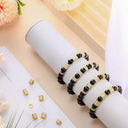 Yinkin 40 Pieces Zircon Rhinestone Beads Tube Column Pave Bead Charms Cubic Zirconia Big Hole Spacer Jewelry Bracelet Connector Crystal for DIY(Gold)