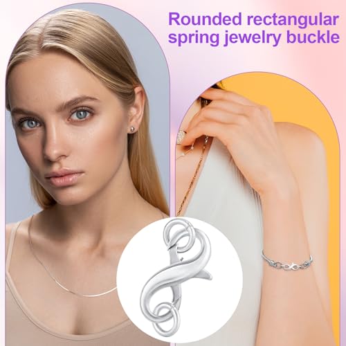 Pndeyo 925 Sterling Silver Lobster Claw Clasps, Double Opening Necklace Enhancer Shortener, Hypoallergenic Spring Rings Clasp Connector Carabiner for Bracelet Anklet Jewelry Making - color: Silver-1pc-0.59"×0.31"-with rings