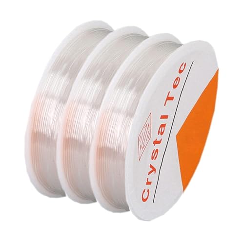 Whale Stretchy String for Bracelets, 3 Rolls Clear Elastic String for Jewelry Making 0.6mm 15mRoll Jewelry Beading Wire Crystal Craft Wire Stretch Cord for Seed Beads Pony Beads (3 Rolls)