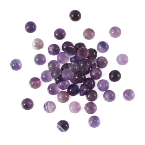 Fashewelry 50Pcs Natural Amethyst Cabochon Stone Half Round Beads 6mm Tiny Flat Back Gemstone Chakra Healing Crystal Cover Cabs for Jewelry Making - color: 1-Amethyst, size: 6x3~4mm