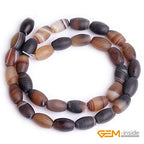 GEM-Inside Botswana Agate Gemstone Loose Beads Natural 8x12mm Frosted Olivary Crystal Energy Stone Power for Jewelry Making 15" - size: Brown-8x12mm-Matte