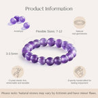 NLIEO Natural Gemstone Stretch Beaded Rings for Women Stackable Dainty Elastic Crystal Rings Jewelry - style: Amethyst
