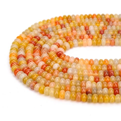 2 Strands (150PCs) Natural Golden Silk Jade Rondelle Beads, 5 * 8mm Gemstone Loose Spacer Abacus Disk Beads for DIY Bracelet Necklace Earrings Jewelry Making, Craft Supplies Beading Kit - color: Golden Silk Jade, size: 5*8MM