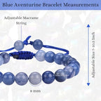 ANAYA AGATE Energy Protection Crystal Handmade Adjustable Bead Bracelet Perfect for Men, Women’s Christmas Gift - Gemstone Healing Stretch Bracelet Pulsera Para Hombre Mujer Stocking Stuffer - color: Blue Aventurine