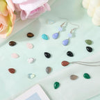 1 Box 36Pcs 12 Styles Teardrop Gemstone Cabochons Flatback Stone Natural Tiger Eye Rose Quartz Aventurine Turquoise Crystal Gems No Hole Bead Cabochon for Jewelry Making DIY Craft Accessories