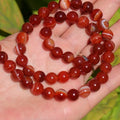 Natural Stone Beads 8mm Polished Round Smooth Gemstone Beads for Jewelry Making Supplies 15 Inch(45 Beads) (Red Stripes) - color: Red stripes-45pcs
