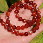 Natural Stone Beads 8mm Polished Round Smooth Gemstone Beads for Jewelry Making Supplies 15 Inch(45 Beads) (Red Stripes) - color: Red stripes-45pcs