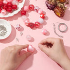 DanLingJewelry 50pcs 20mm Valentine's Day Theme Pink & Red Bubblegum Acrylic Heart Beads for DIY Jewelry Making Accessories - color: 50pcs - Valentine