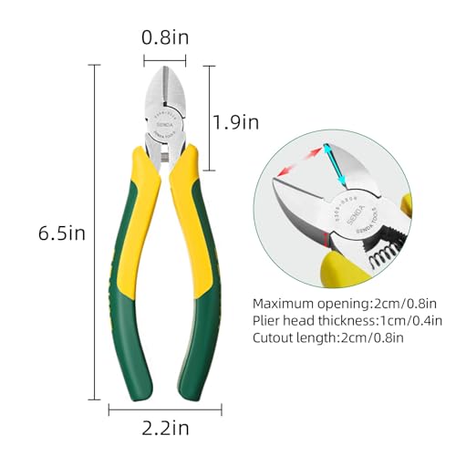 SENDA 6 Inch Wire Cutters CRV Steel, Heavy Duty Diagonal Flush Cut Side Cutters Pliers, Comfort Grip Handle Wire Snips for Crafting, Floral, Electrical, Jewelry Making & DIY Projects - style: Diagonal cutters