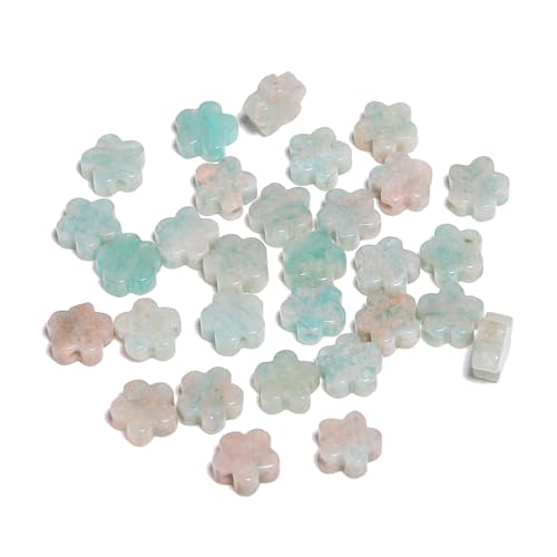 Songxi 60pcs 6mm Amazonite Plum Blossom Natural Stone Beads for Jewelry Making, Smooth Loose Flower Shape Gemstone Beads for Bracelets Necklace Earrings Making Supplies ﻿ - color: Amazonite