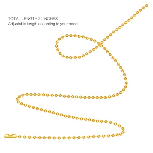 SUMERSHA 30pcs Ball Bead Chain, 24 inches Gold Plated Metal Ball Necklace 2.4mm Bead Adjustable Pull Chain Extension with Matching Connector Jewelry Findings