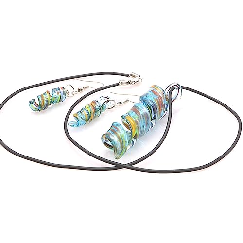 Glass Water Drop Shape Glaze Spiral Dangle Earrings Lampwork Handmade Glass Bead Geometric Earrings for Women Jewelry - color: Hollow Swirl