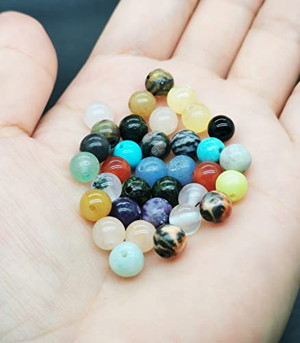1200pcs 6mm Natural Round Stone Beads Real Gemstone Beading Loose Gemstone Hole Size 1mm DIY Smooth Beads for Bracelet Necklace Earrings Jewelry Making,Box Packed(24 Material -A,6mm) - color: 24 material -A,6mm, size: 6mm