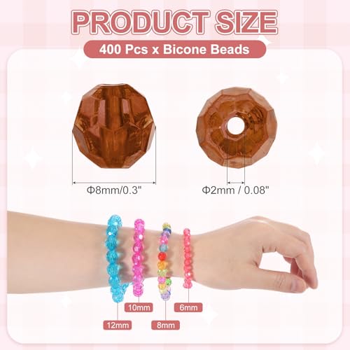 MECCANIXITY 400pcs Czech Faceted Bicone Beads 8mm Glass Spacer Bead Bulk for Jewelry Making & DIY Craft, Dark Brown - color: Dark Brown
