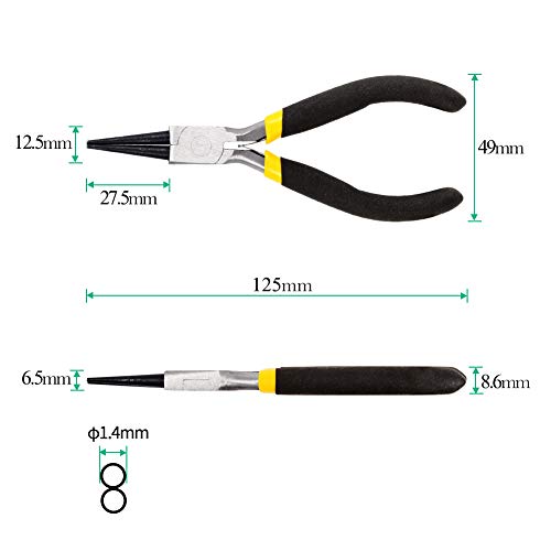 SPEEDWOX Mini Round Nose Pliers Wire Looping Pliers Micro Round Plier for Jewelry Making 5 Inches Smooth Tapered Jaw for Bending Shaping Wires Professional Beading Hobby Work Craft DIY Supplies - size: Round Nose Pliers