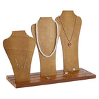 PH PandaHall Wood Necklace Display Stands 3-Row Necklace Holder Wooden Necklace Display Rack with 3 Removable Displays Bust Jewelry Display for Necklaces Rings Craft Selling Vendors Showcase Storage