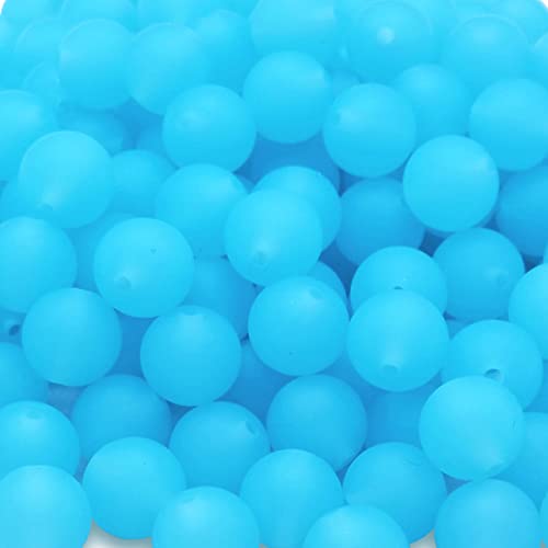 DIYOMR 100Pcs Silicone Beads, Single Color Round Rubber Craft Beads for Bracelet, Necklace, Keychain, Jewelry, Lanyard DIY Crafts Making (12mm, Crystal Blue) - color: Crystal Blue, size: 12mm