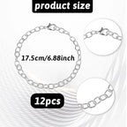 cobee 12 Pcs Charm Bracelet Chain, Metal Silver Chain Bracelet with Lobster Clasps for Women Bracelet Chain Bracelets Jewelry Making Crafts Supplies Men Gifts(Silver) - color: Silver