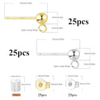 50PCS 14K Gold and Silver Ball Earring Posts Hypoallergenic Earring Studs Ball Ear Pin with 925 Sterling Silver Post for DIY Jewelry Making Findings - color: B Style -14K Gold and Silver Smooth Ball