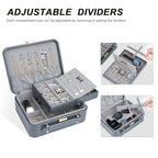Travel Jewelry Case Large Jewelry Box Jewelry Travel Organizer Jewelry Case with Handle Removable Tray Best Gift for Women Girls (Grey) - color: Grey
