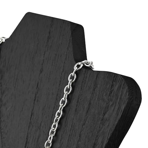 MOOCA Foldable Wooden Easel Necklace Displays Small to Larger Necklaces, Portable Jewelry Organizer with Curved Top Design in Black Color - color: Black