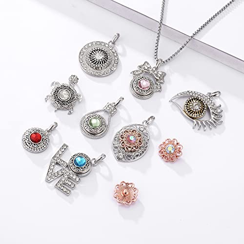 10PCs Mixed Style Rhinestones Snaps Jewelry Charms Buttons 18/20mm for Interchangeable Snaps Jewelry Making Women DIY Button Bracelets Necklaces Rings Brooch Accessories(Pink) - color: Pink