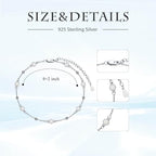 HPQQ Anklet Bracelet for Women 925 Sterling Silver Natural Stone Chain Bead Ankle Bracelet Beach Summer Fine Jewelry Mothers Day Birthday Gifts for Women Mom Wife - color: Anklet-9"-11"-Opal
