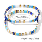 Tila Flat Beaded Bracelet for Women,Bohemian Colorful Stretch Square Glass Bead Elastic Layred Bracelet Stack, Handmade Boho Trendy Holiday Jewelry Accessories Friendship Gift - color: Blue