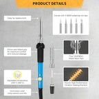 Soldering Iron Kit Electronics, 60W Adjustable Temperature Welding Tool, 5pcs Soldering Tips, Desoldering Pump, Soldering Iron Stand, Tweezers - color: Orange