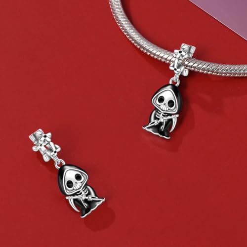 Charm for Bracelets and Necklaces, Heart Animals 925 Sterling Silver Bead Celestial Sun Moon Star Charms Jewelry Gift for Women Girls - color: Grim Reaper Charm