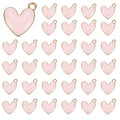 MECCANIXITY Enamel Alloy Heart Charm, Valentine Heart Pendants Love Jewelry Making Charm for DIY Necklace Bracelet Earrings Keychain - color: Pink