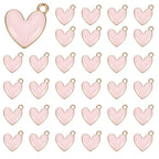 MECCANIXITY Enamel Alloy Heart Charm, Valentine Heart Pendants Love Jewelry Making Charm for DIY Necklace Bracelet Earrings Keychain - color: Pink