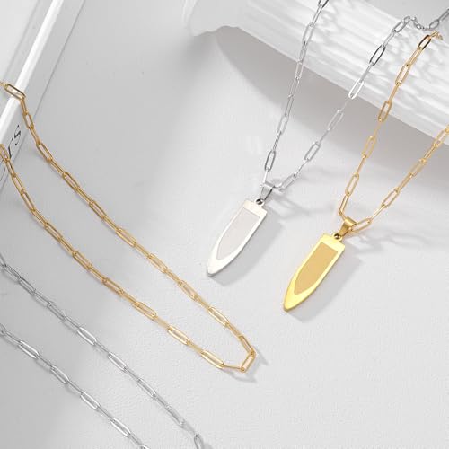 12 Pack Paperclip Chain Necklace Bulk Adjustable Gold Plated Stainless Steel Necklace Chains for Jewelry Making - color: Gold 20 Inches